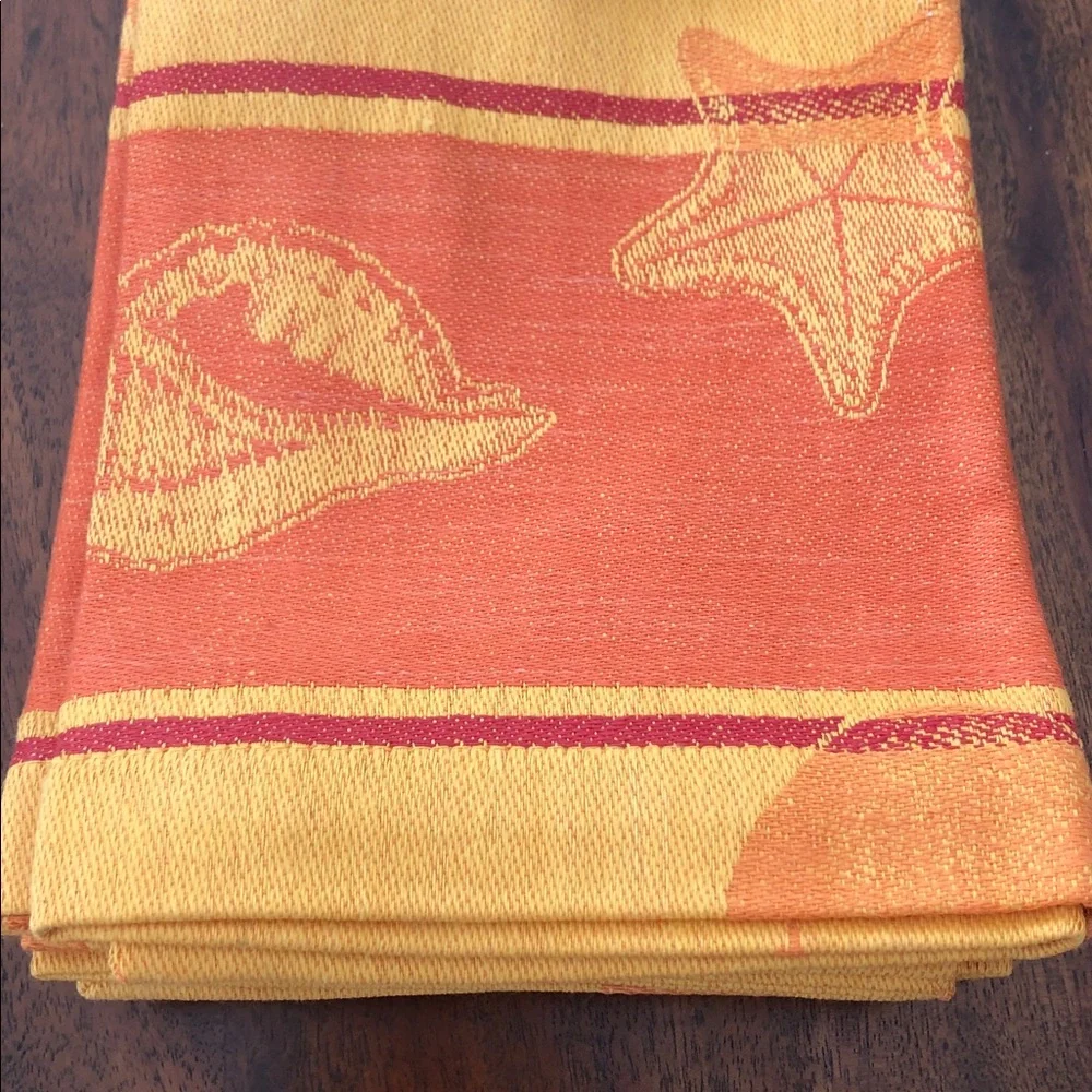 Williams Sonoma Yellow and Orange Sea Life Linen Napkins